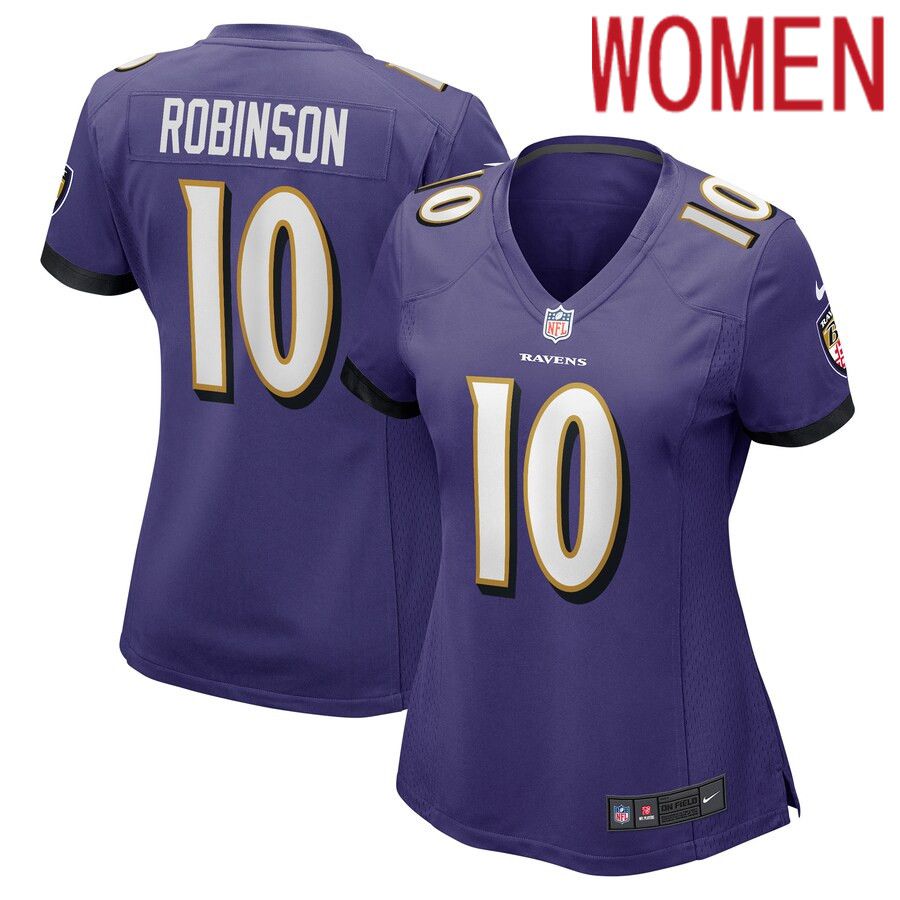 Women Baltimore Ravens #10 Demarcus Robinson Nike Purple Game Player NFL Jersey
